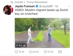thecuckoohaslanded:  drake10ism:  weavemama: this is hella scary. the president of the U.S is literally retweeting anti-Muslim propaganda. this is the shit dictators do when they want to ostracize a certain demographic. don’t tell me there’s nothing
