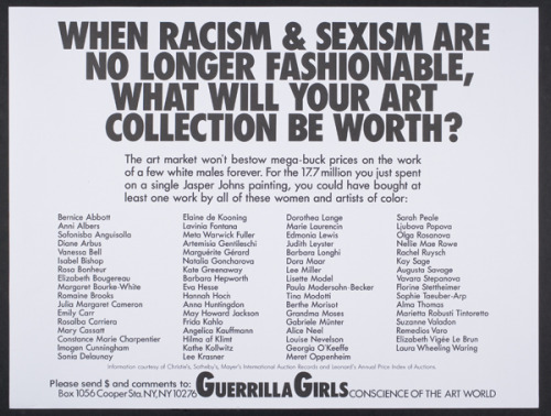 boomvagynamite:Guerrilla Girls, 1989