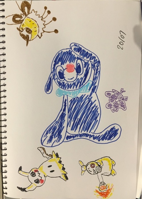 Tried drawing some pokémon with markers 