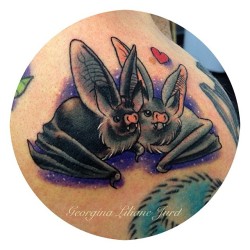 georginatattoo:  A couple of love bats I did on my wonderful boyfriend :) @benjisixxpix 
