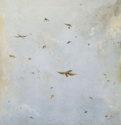 achasma: Dolls-house Ceiling-Painting of a Cloudy Sky with Birds attributed to Nicolaes Piemont, c. 1690-1709.