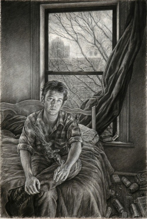 thunderstruck9:  Edgar Jerins (American, b. 1958), Jay Alone, 2009. Charcoal on paper, 44 x 30 in.