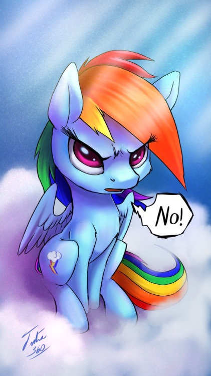 tsitra360:  No!  Dash is a bit stubborn sometimes. Drawn on the new Procreate Pocket for the iphone. Nice app.  <3 D'aww, grumpy stubborn rainbow horse is so adorbs~!