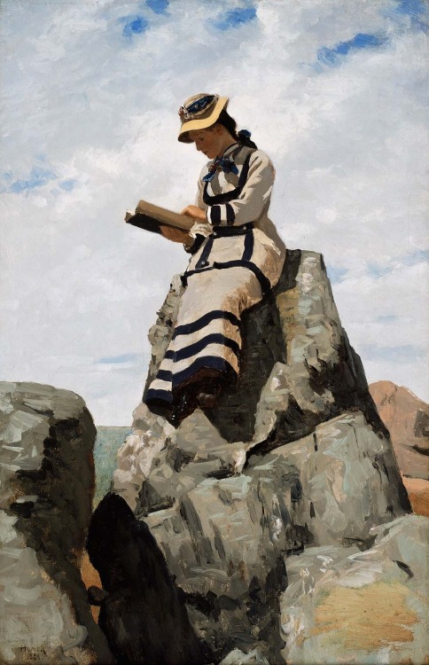 vitazur:John George Brown - Reading on the Rocks, Grand Manan, about 1877.