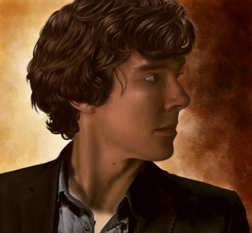 amandatollesonart: Sherlock by Amanda TollesonFreehand digital painting on corel with oil paint brus