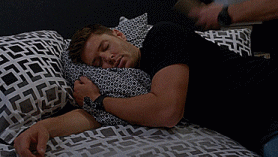 coldhands-warmpsychosis:   This has to be one of the best things ever.  Jensen was really asleep when they filmed this, and you can completely read what’s going through his mind. It’s like:         