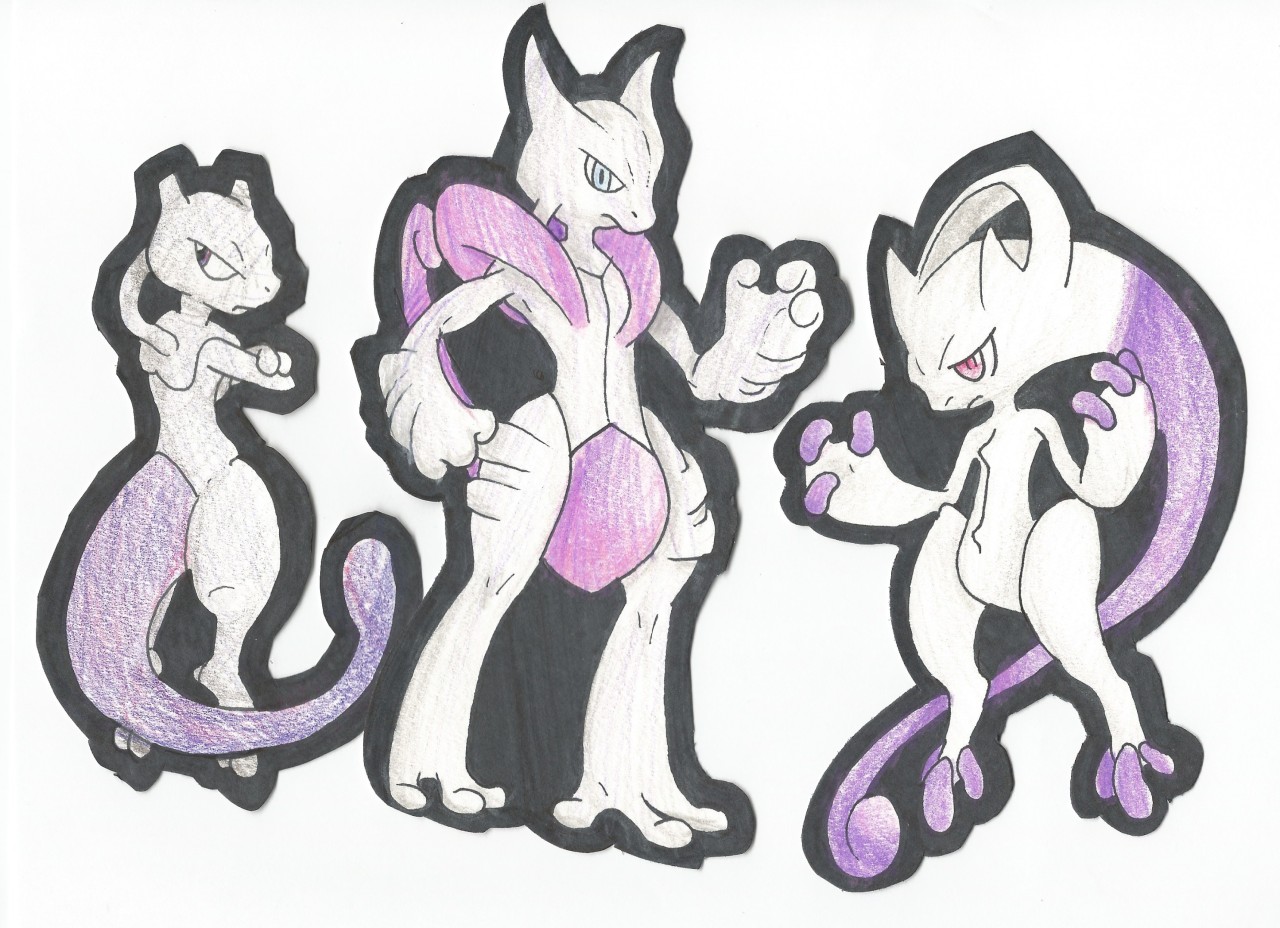 mewtwo and mega mewtwo y (pokemon and 1 more) drawn by suahh