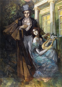 colourthysoul:  Konstantin Alexejewitsch Korowin - Pushkin and the Muse (1930) 