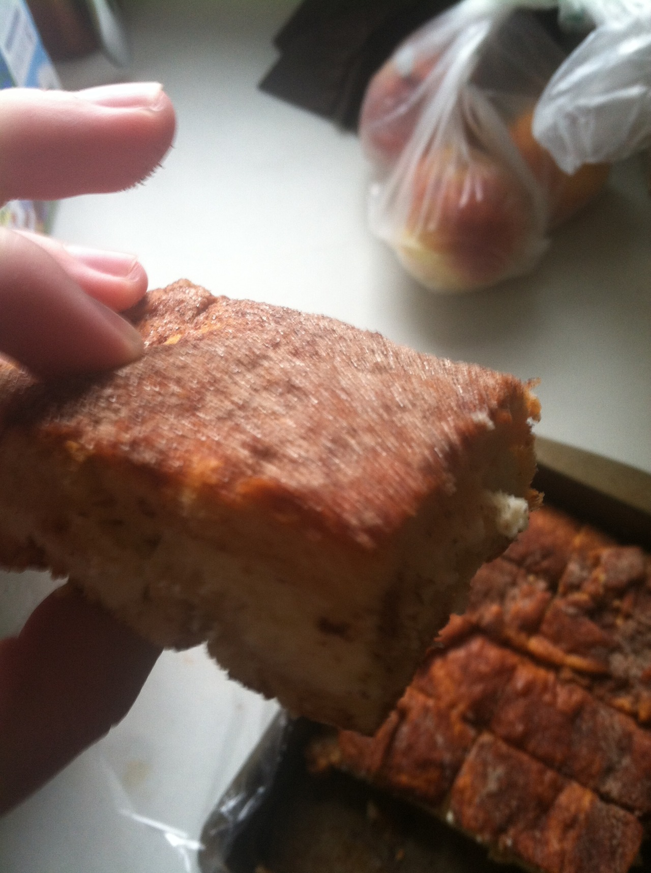I made some cinnamon sugar cheesecake bars, testing out some cooking tools I got