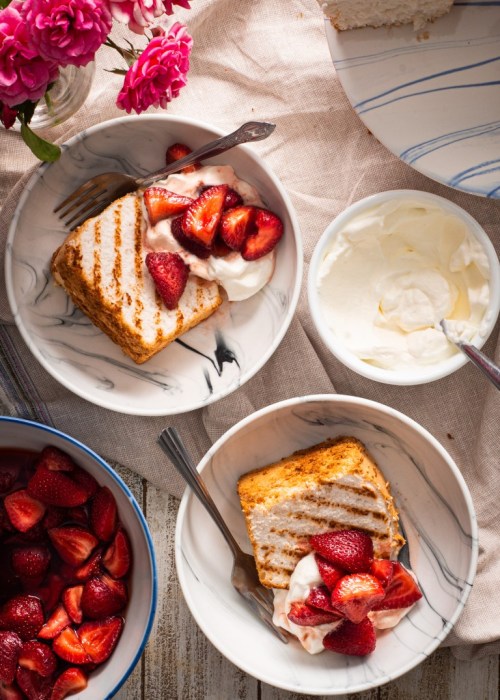 Sweetoothgirl:grilled Angel Food Cake With Pimm’s Macerated Berries
