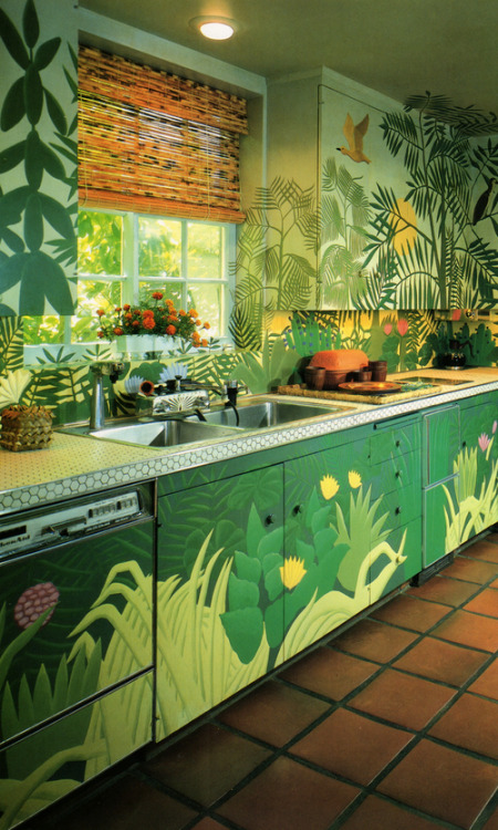 buddhabrot:drydockshop:Kitchen by Suzanne Geismar, Mural by Brice WoodThe LA Times California Home Book | Carolyn S. Murray ©1982