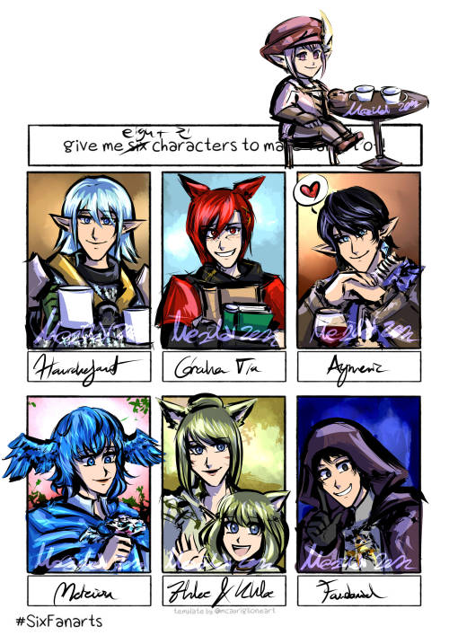 Six Fanart meme - FFXIV edition! First time drawing Tataru, Meteion, Alliapoh sisters &amp; Fand