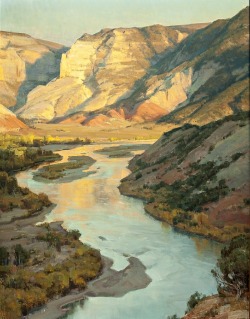 shear-in-spuh-rey-shuhn:  CLYDE ASPEVIG  Island Park - Dinosaur National Monument oil on canvas50″ x 40&quot; 