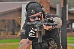 victran:  High Speed Gear employee Joseph LaCapria shooting the Haley Strategic Partners JACK Rifle.