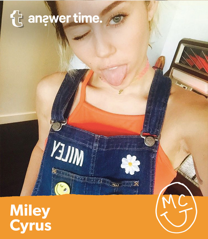 TOMORROW, 6 pm EST/3 pm PST, the one and only Miley Cyrus is taking over the MTV Tumblr to answer your questions before she hosts the VMAs this Sunday at 9/8C!
Thanks for submitting your questions! Read all of her replies here.