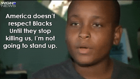 blackmattersus:    Last week, a Blue Island, Illinois 15-year-old was punished for refusing to stand during the Pledge of Allegiance.  Shemar Cooper refused to stand for the pledge, because as he says “America does not expect blacks”. The first time