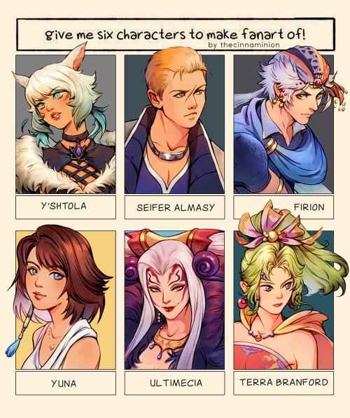 Six Fanarts Final Fantasy Edition!You can check out the closeups in my previous post here!