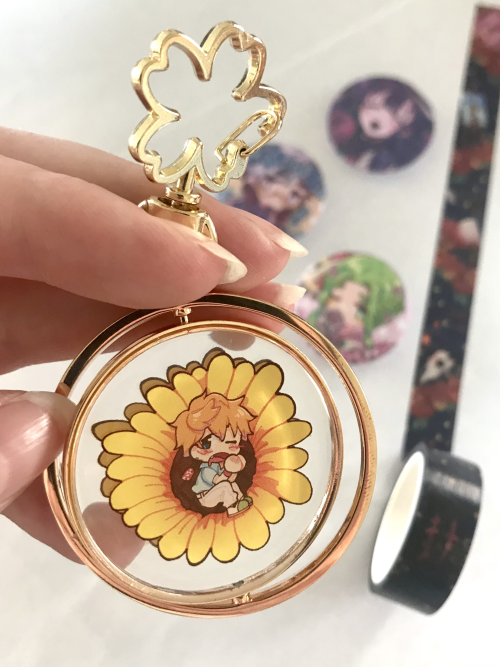  PRODUCTION UPDATE!Our keychains, buttons, and washi tapes are here! This keychain is designed by @c