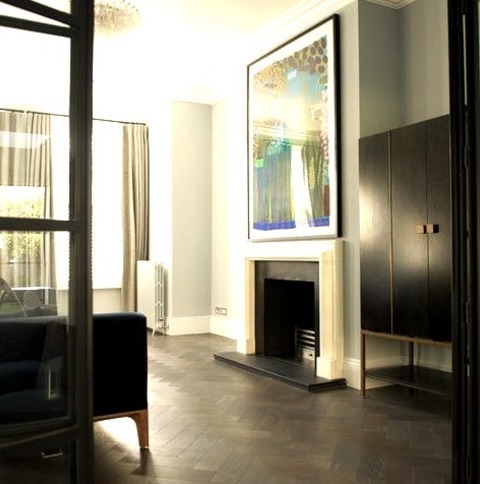 Traditional Living Room - Home Bar Large Exquisite Enclosed Living Area With A Bar, Blue Walls, A Regular