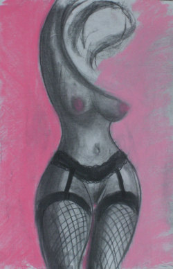 onlydrawingsnothingmore:  pink charcoal and