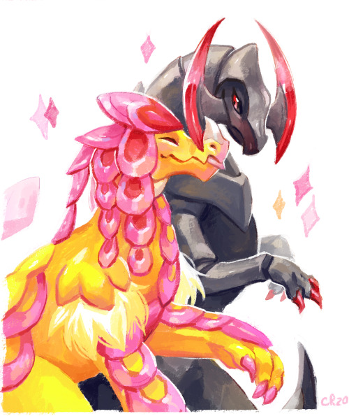 My two shiny dragons.  Just thought they looked cute together, but oops now I ship them!  Which we’v