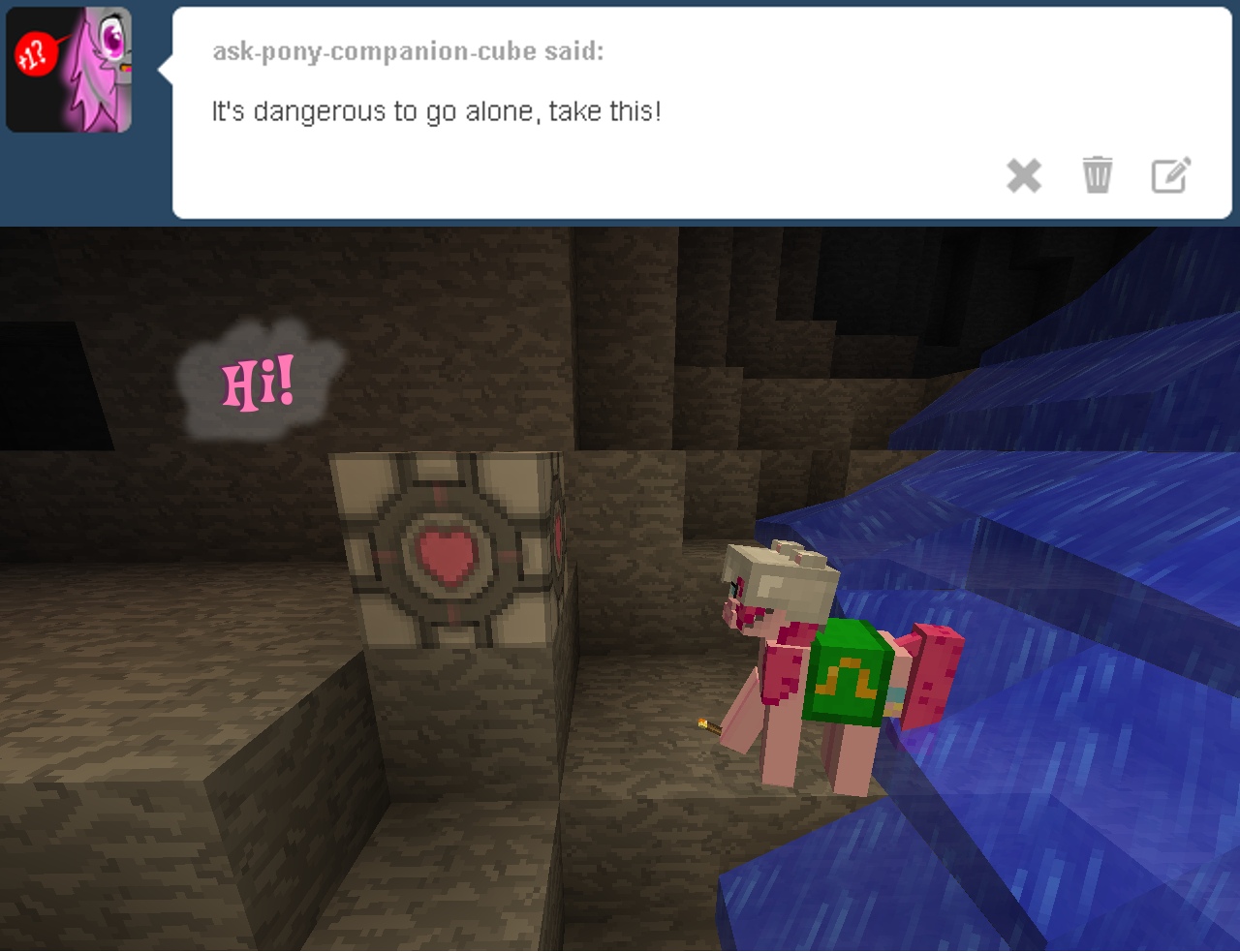 pinkie-the-minecrafter:  You landed safely on the water LIKE A BOSS, and it seems