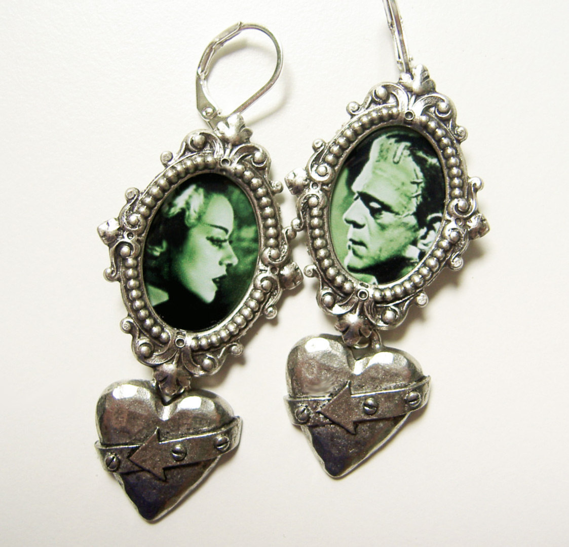 veraeyecandy: Frankenstein Earrings - Monster Earrings - Bride of Frankenstein -