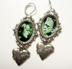 Veraeyecandy: Frankenstein Earrings - Monster Earrings - Bride Of Frankenstein -