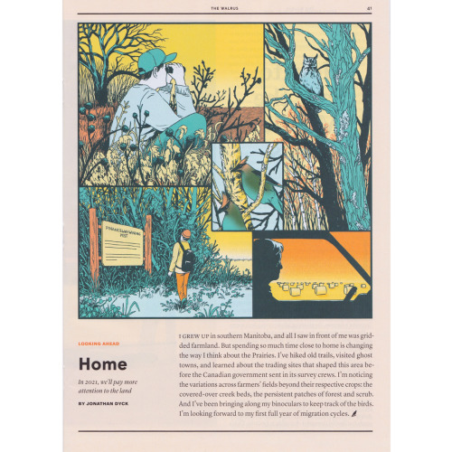 A reflective illustration/write-up combo in the January/February issue of The Walrus.“I grew up in s