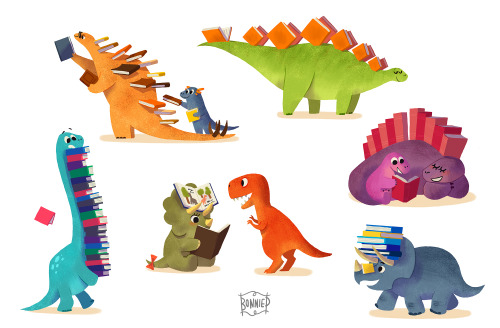 bonniepangart: Book Dinosaurs Posting on Tumblr my art in the past few months. Update: Prints availa
