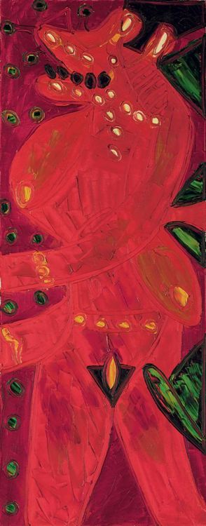 terminusantequem:  Francis Newton Souza (Indian, 1924-2002), Red Goddess, 1966. Oil on canvas, 127 x 50.5 cm
