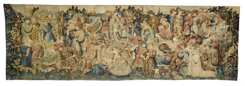 “Swan and Otter Hunt”, woven wool tapestry, Netherlands, possibly Arras, 1430s. Part of 