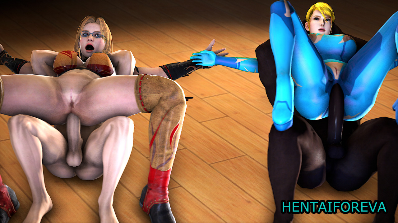 hentaiforevawork:  Tina Armstrong and Samus Aran - Double ” Full Nelson “  High-rez