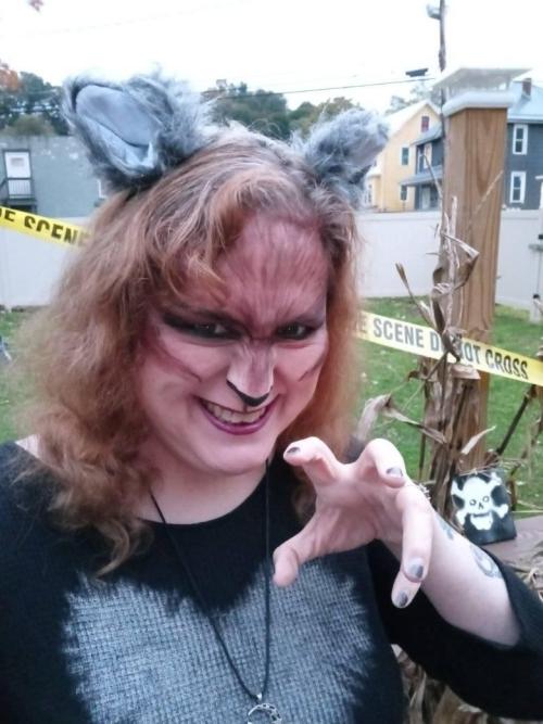 Had fun with a SUPER low-budget “Claire werewolf” costume for this year. Just some thrift-shop ears 