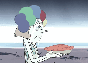 Pearl seems to have a hard time physically containing emotions (or controlling them at all). She shakes when she’s angry or really happy, does that spontaneous twirly thing when she’s gushing about the strawberry field. Then there’s