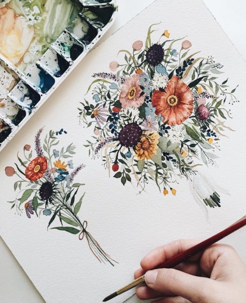 sosuperawesome:  Botanical Watercolor Painter Shealeen Louise, on Etsy See our ‘watercolor’ tag