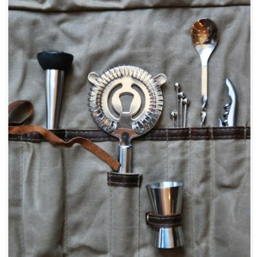 Henley’s bar set is awesome! Comes in a waxed canvas roll! $58 online & in store!