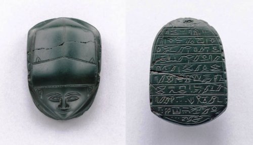 archaicwonder: Extremely rare early Egyptian human-headed scarab for Hatshepsut, Second Intermediate
