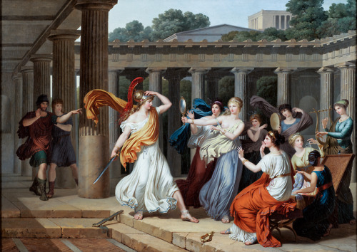 greekromangods:Odysseus Recognises Achilles amongst the daughters of Lycomedes1791Louis Gauffier (17