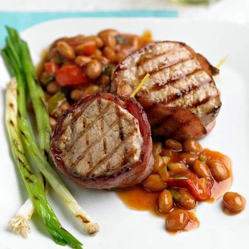 XXX lets-just-eat:  Bacon-Wrapped Pork and Beans photo