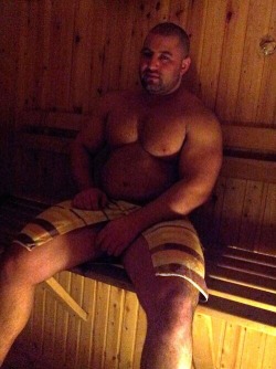 topshelfmen:  Sweating his big tits off