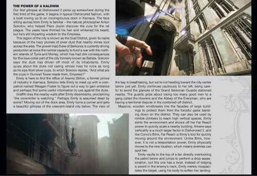 lesbianemilykaldwin:dishonored 2 article by game informer part 1 of 2