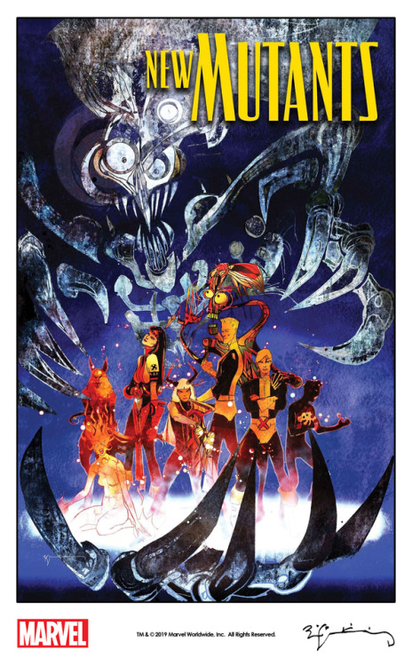 themarvelproject:The New Mutants by Bill Sienkiewicz from the cover of the forthcoming New Mutants: 