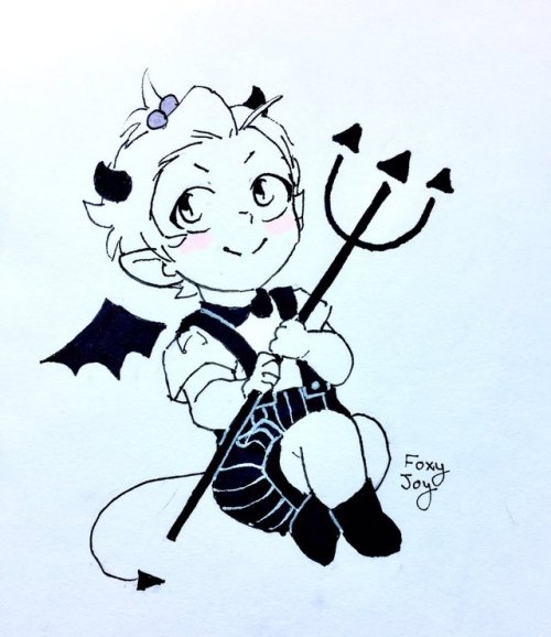 foxyjoy-art:Smoltober: Day 11Halloween creatures Devil Lotorpen and marker