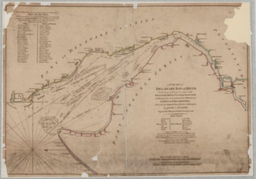 A Chart of Delaware Bay and River, Containing a full &amp; exact description of the Shores, Creeks, 