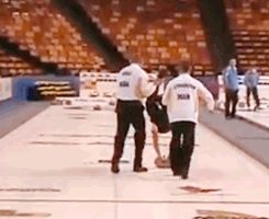 olympicanada:  Jeff Stoughton displaying why curling is the best sport at the Olympics. Announcer - 