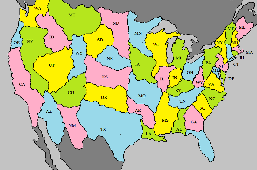 US States with natural geographic borders.