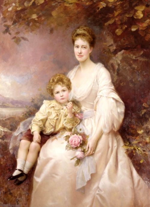 Edward HughesPortrait of Laura Gwendolen Gascoigne and her son Alvary1898