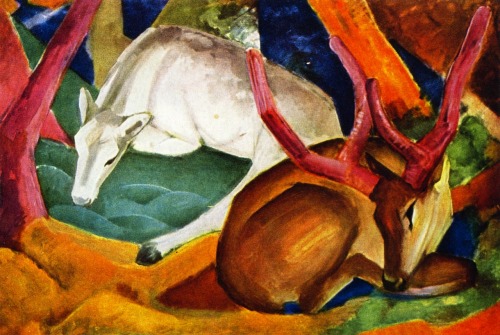 Franz Marc, Stags in the Woods, 1911 “This was was confiscated by the nazis as degenerate art.