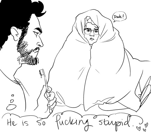 lavenderek: my stomach hurts, so i illustrated a scene from one of my fics.